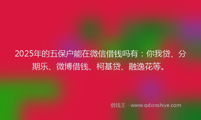 2025年的五保户能在微信借钱吗有：你我贷、分期乐、微博借钱、柯基贷、融逸花等。