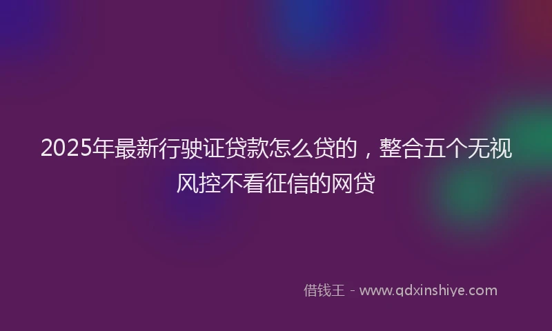 2025年最新行驶证贷款怎么贷的，整合五个无视风控不看征信的网贷