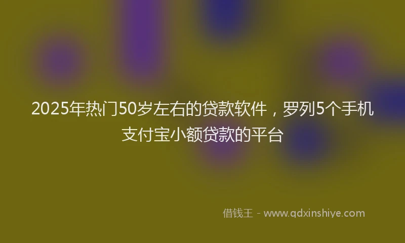2025年热门50岁左右的贷款软件，罗列5个手机支付宝小额贷款的平台