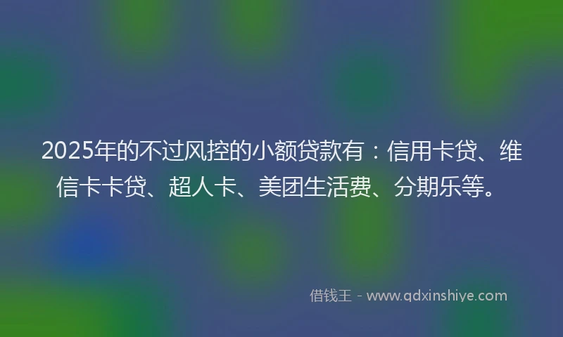 2025年的不过风控的小额贷款有：信用卡贷、维信卡卡贷、超人卡、美团生活费、分期乐等。