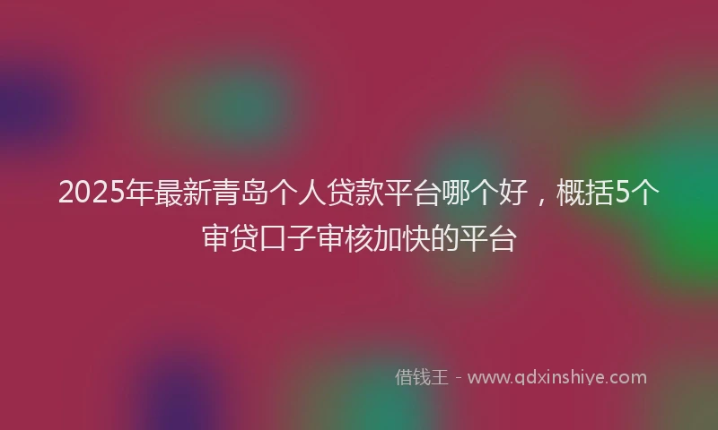 2025年最新青岛个人贷款平台哪个好，概括5个审贷口子审核加快的平台