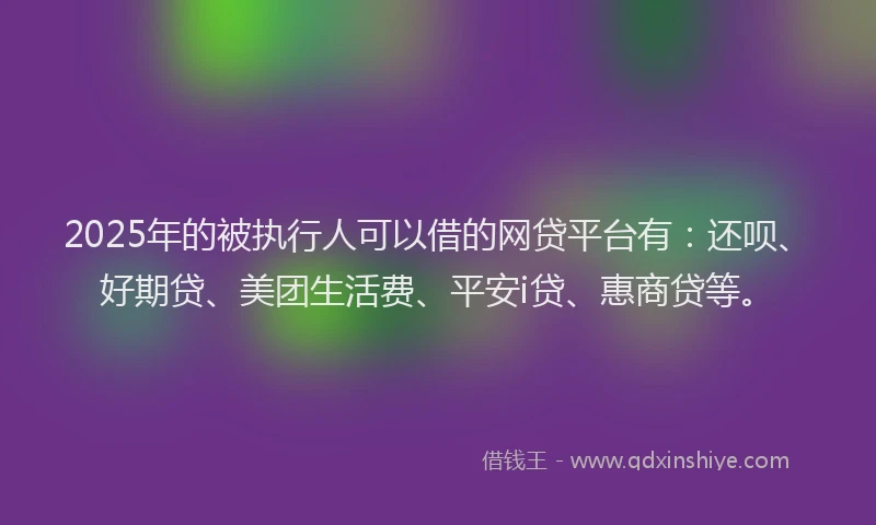 2025年的被执行人可以借的网贷平台有：还呗、好期贷、美团生活费、平安i贷、惠商贷等。