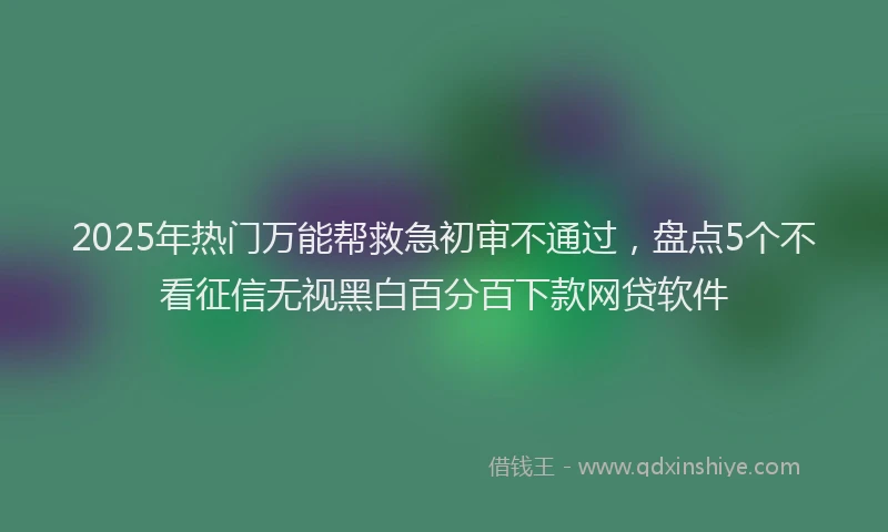 2025年热门万能帮救急初审不通过，盘点5个不看征信无视黑白百分百下款网贷软件