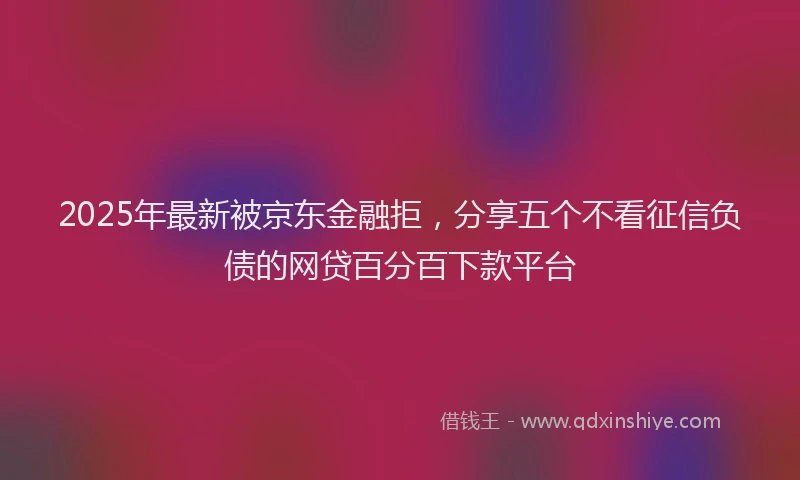 2025年最新被京东金融拒，分享五个不看征信负债的网贷百分百下款平台