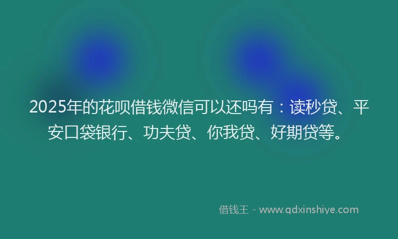 2025年的花呗借钱微信可以还吗有：读秒贷、平安口袋银行、功夫贷、你我贷、好期贷等。
