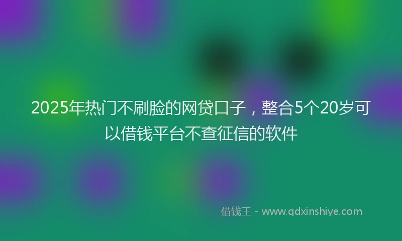 2025年热门不刷脸的网贷口子，整合5个20岁可以借钱平台不查征信的软件