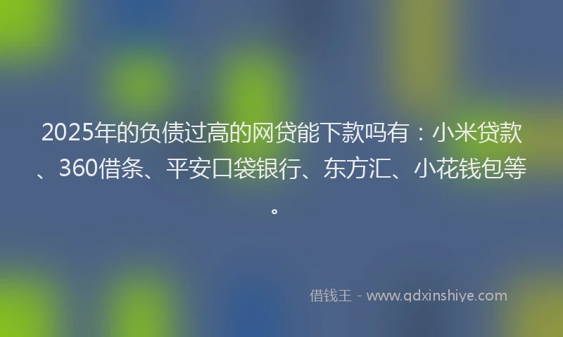 2025年的负债过高的网贷能下款吗有：小米贷款、360借条、平安口袋银行、东方汇、小花钱包等。