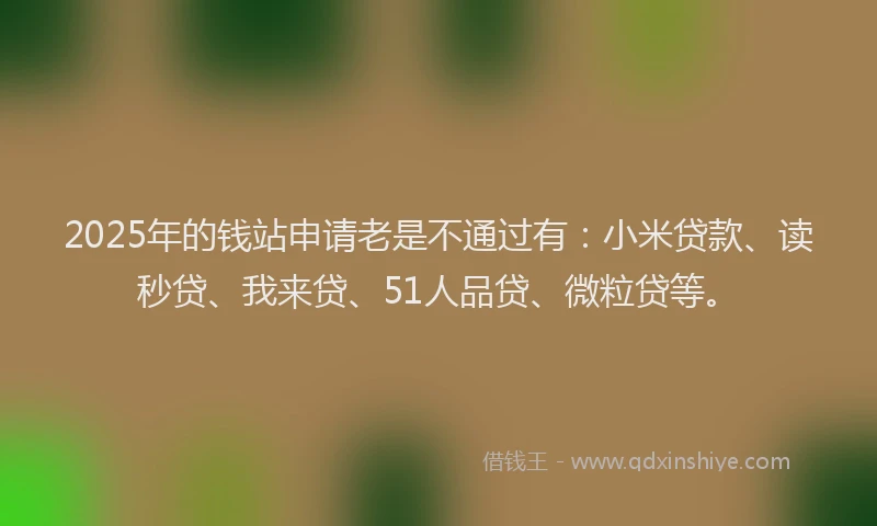 2025年的钱站申请老是不通过有：小米贷款、读秒贷、我来贷、51人品贷、微粒贷等。
