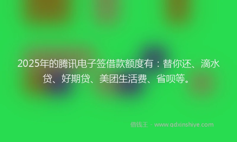 2025年的腾讯电子签借款额度有：替你还、滴水贷、好期贷、美团生活费、省呗等。