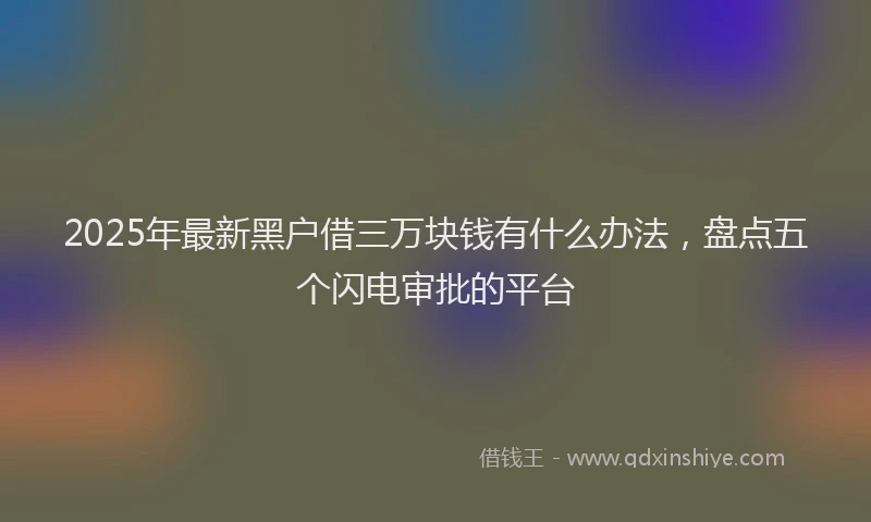2025年最新黑户借三万块钱有什么办法，盘点五个闪电审批的平台