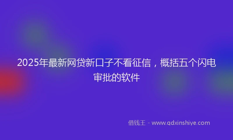 2025年最新网贷新口子不看征信，概括五个闪电审批的软件