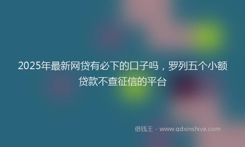 2025年最新网贷有必下的口子吗，罗列五个小额贷款不查征信的平台