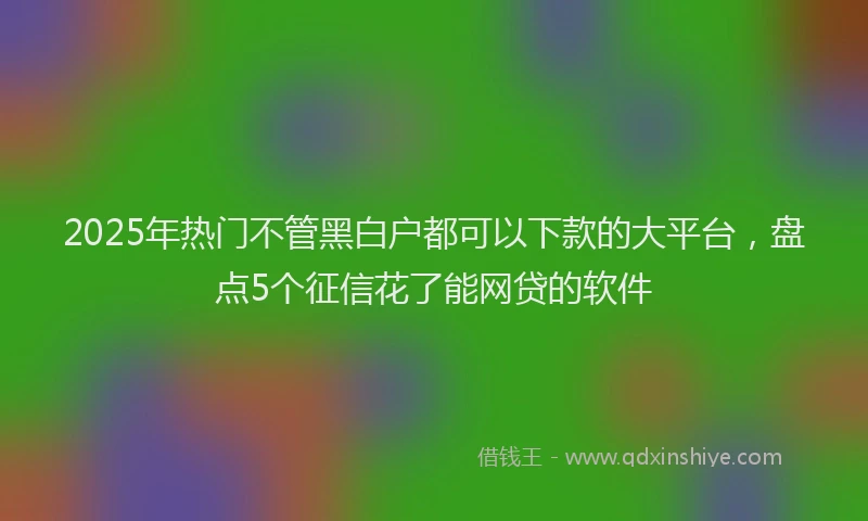 2025年热门不管黑白户都可以下款的大平台，盘点5个征信花了能网贷的软件