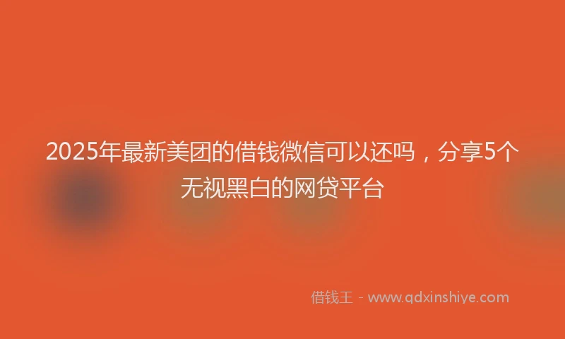 2025年最新美团的借钱微信可以还吗，分享5个无视黑白的网贷平台