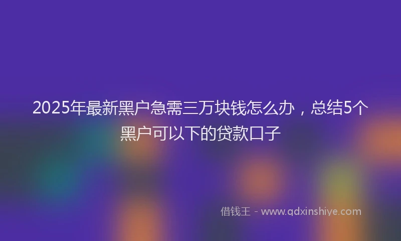 2025年最新黑户急需三万块钱怎么办，总结5个黑户可以下的贷款口子
