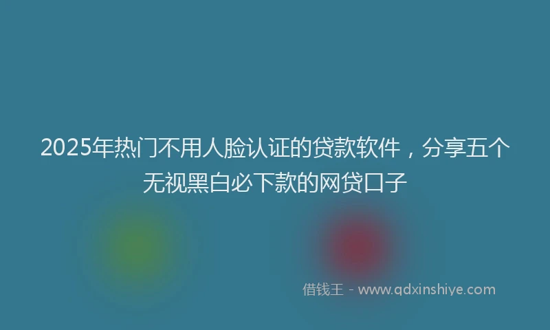 2025年热门不用人脸认证的贷款软件，分享五个无视黑白必下款的网贷口子