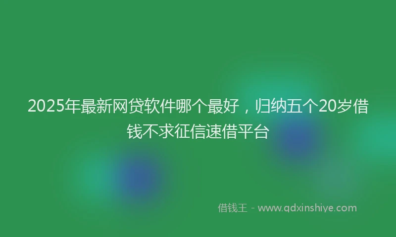 2025年最新网贷软件哪个最好，归纳五个20岁借钱不求征信速借平台
