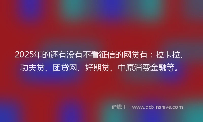 2025年的还有没有不看征信的网贷有：拉卡拉、功夫贷、团贷网、好期贷、中原消费金融等。
