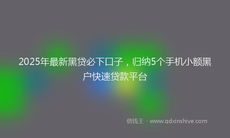 2025年最新黑贷必下口子，归纳5个手机小额黑户快速贷款平台