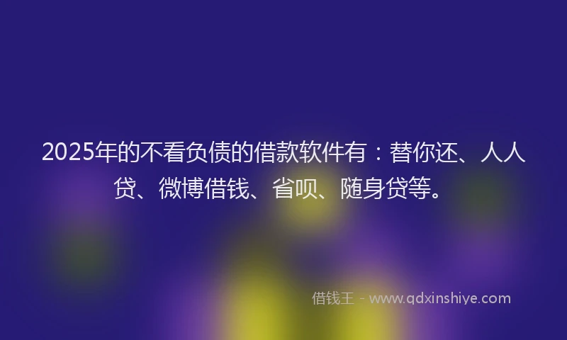 2025年的不看负债的借款软件有：替你还、人人贷、微博借钱、省呗、随身贷等。