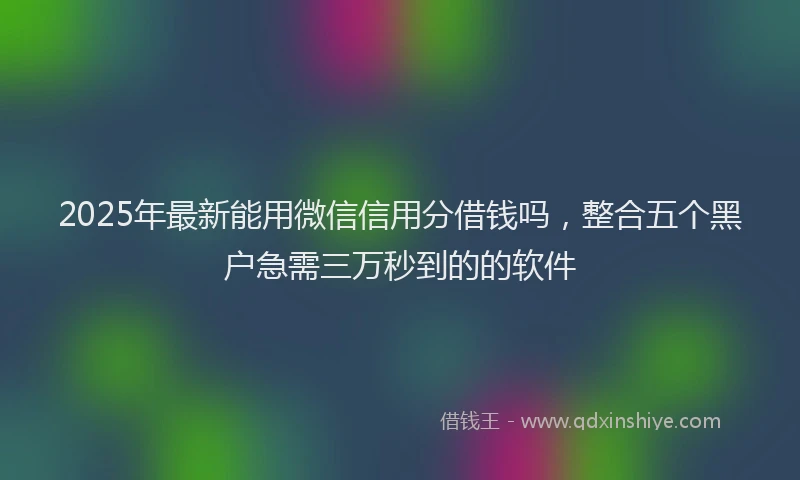 2025年最新能用微信信用分借钱吗，整合五个黑户急需三万秒到的的软件