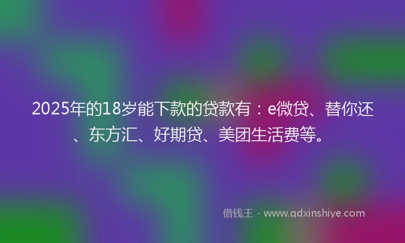 2025年的18岁能下款的贷款有：e微贷、替你还、东方汇、好期贷、美团生活费等。