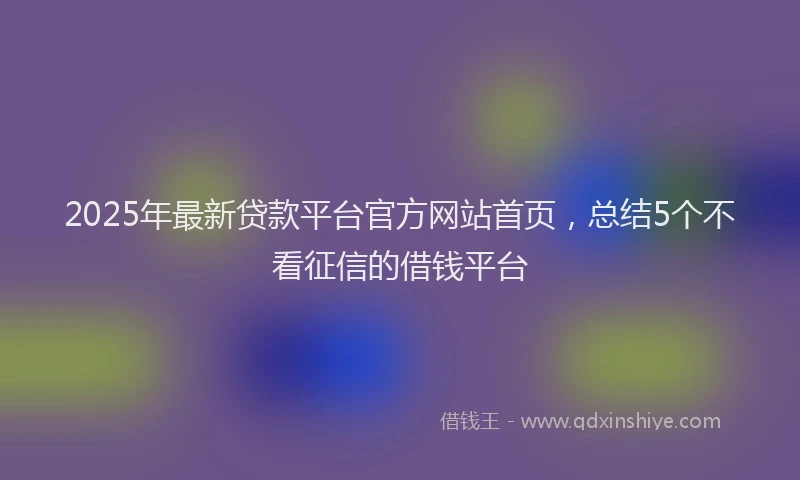 2025年最新贷款平台官方网站首页，总结5个不看征信的借钱平台