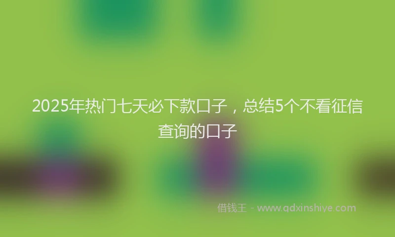2025年热门七天必下款口子，总结5个不看征信查询的口子