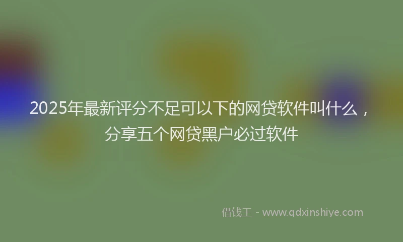 2025年最新评分不足可以下的网贷软件叫什么，分享五个网贷黑户必过软件