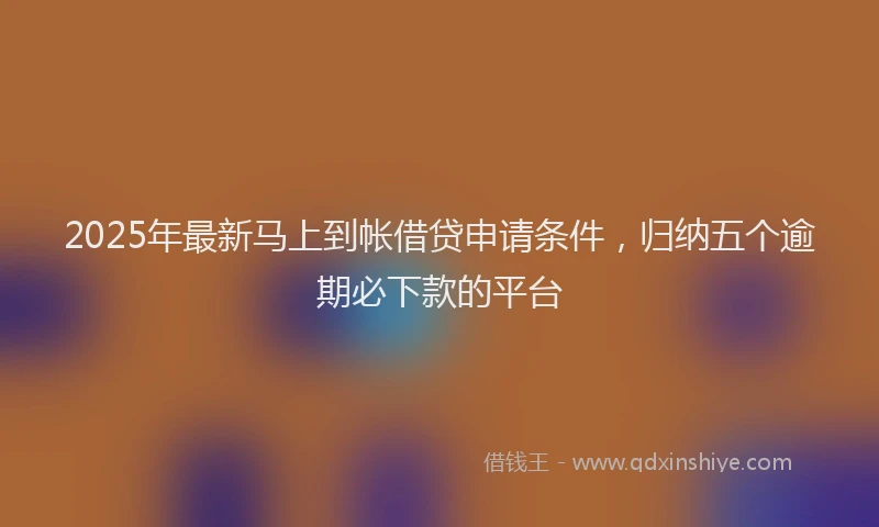 2025年最新马上到帐借贷申请条件，归纳五个逾期必下款的平台