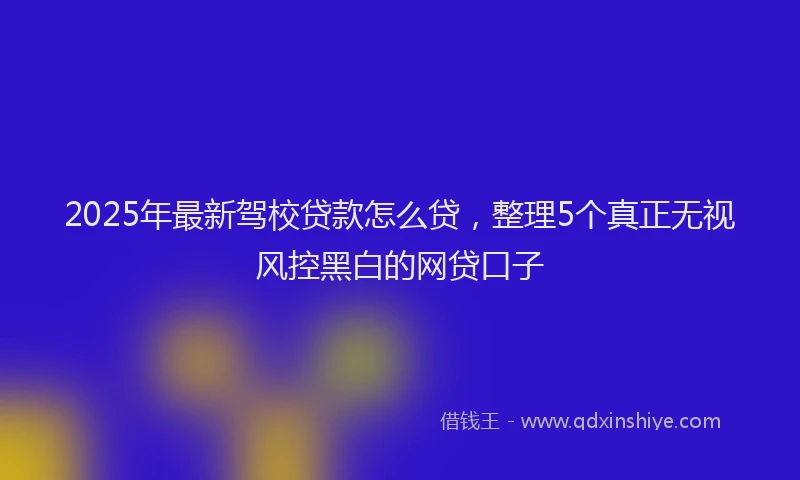 2025年最新驾校贷款怎么贷，整理5个真正无视风控黑白的网贷口子