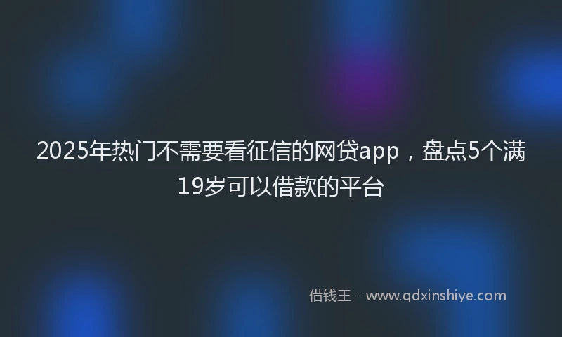 2025年热门不需要看征信的网贷app，盘点5个满19岁可以借款的平台