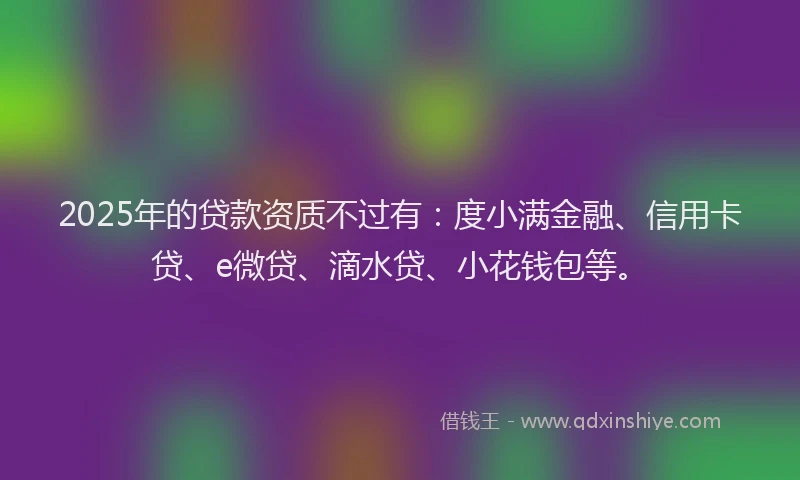 2025年的贷款资质不过有：度小满金融、信用卡贷、e微贷、滴水贷、小花钱包等。