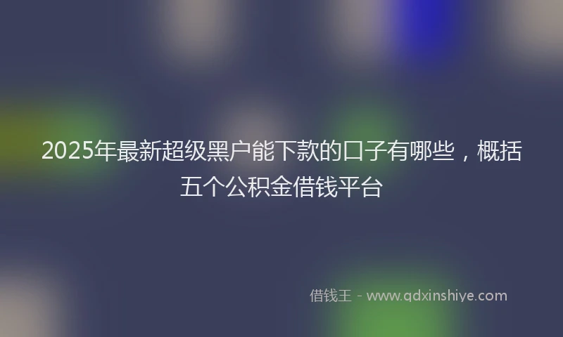 2025年最新超级黑户能下款的口子有哪些，概括五个公积金借钱平台
