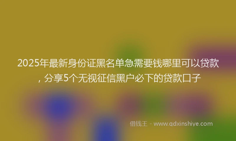 2025年最新身份证黑名单急需要钱哪里可以贷款，分享5个无视征信黑户必下的贷款口子