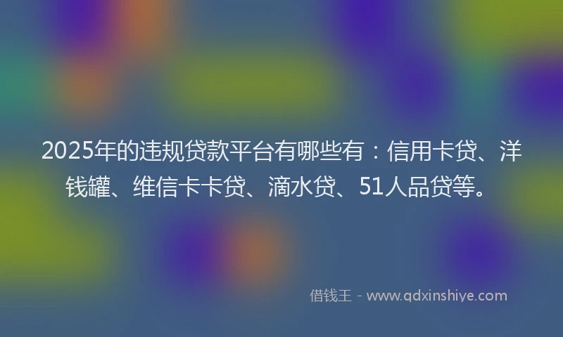 2025年的违规贷款平台有哪些有：信用卡贷、洋钱罐、维信卡卡贷、滴水贷、51人品贷等。