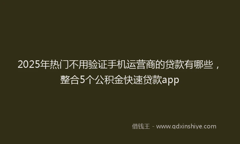 2025年热门不用验证手机运营商的贷款有哪些，整合5个公积金快速贷款app