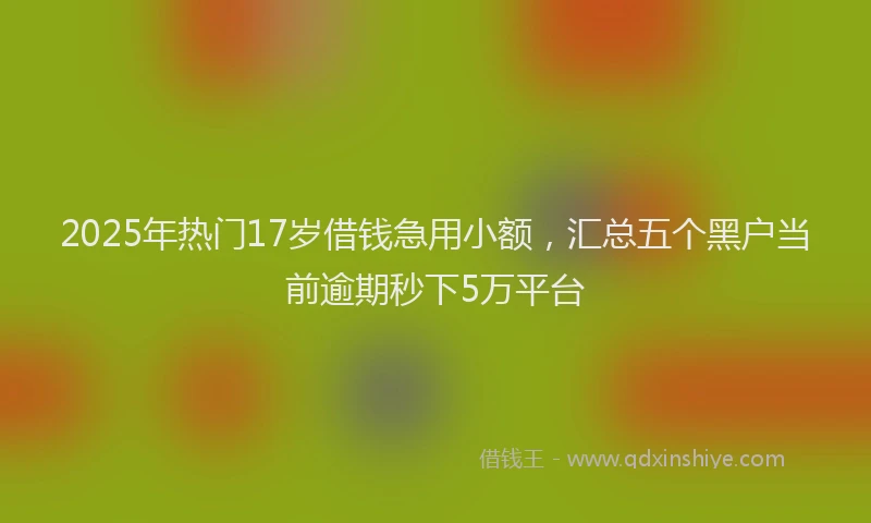 2025年热门17岁借钱急用小额，汇总五个黑户当前逾期秒下5万平台