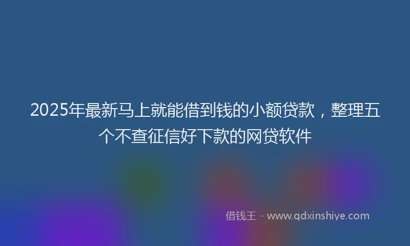 2025年最新马上就能借到钱的小额贷款，整理五个不查征信好下款的网贷软件