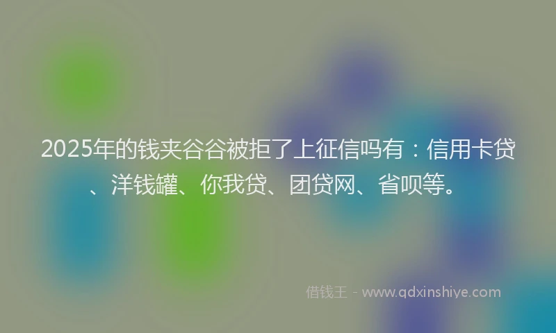 2025年的钱夹谷谷被拒了上征信吗有：信用卡贷、洋钱罐、你我贷、团贷网、省呗等。