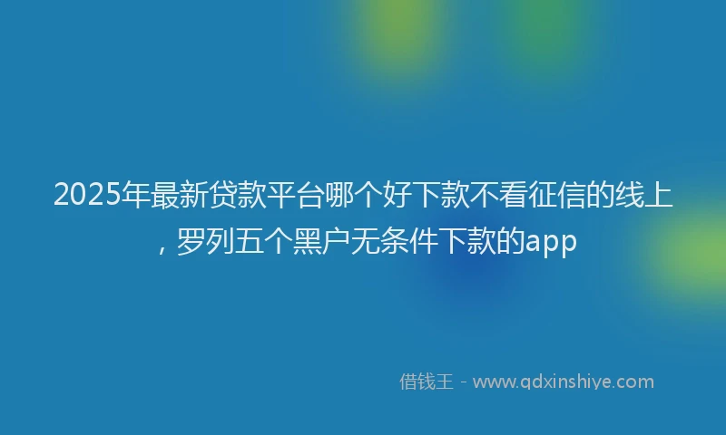 2025年最新贷款平台哪个好下款不看征信的线上，罗列五个黑户无条件下款的app