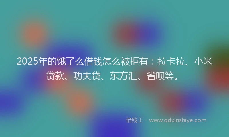 2025年的饿了么借钱怎么被拒有：拉卡拉、小米贷款、功夫贷、东方汇、省呗等。