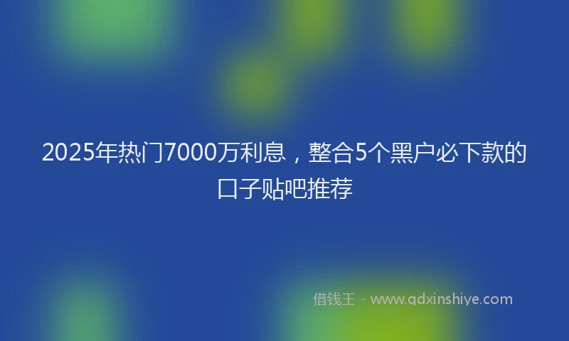 2025年热门7000万利息，整合5个黑户必下款的口子贴吧推荐