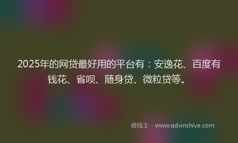 2025年的网贷最好用的平台有：安逸花、百度有钱花、省呗、随身贷、微粒贷等。