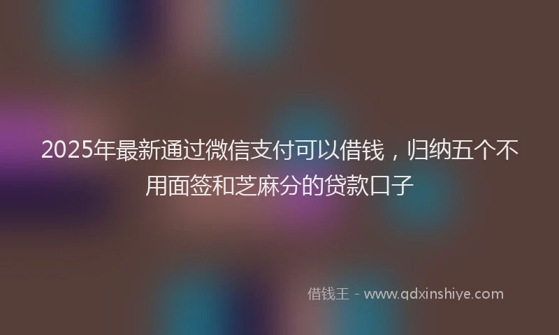 2025年最新通过微信支付可以借钱，归纳五个不用面签和芝麻分的贷款口子