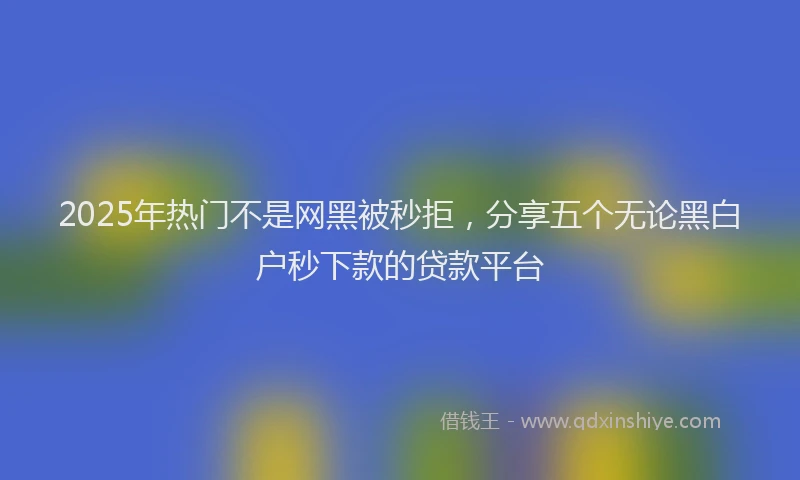 2025年热门不是网黑被秒拒，分享五个无论黑白户秒下款的贷款平台