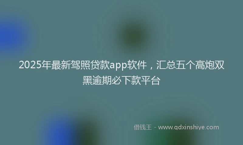 2025年最新驾照贷款app软件，汇总五个高炮双黑逾期必下款平台