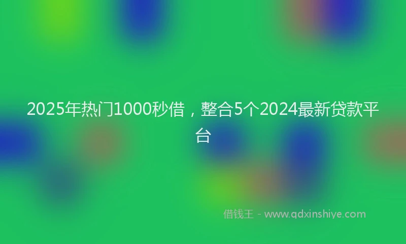 2025年热门1000秒借，整合5个2024最新贷款平台