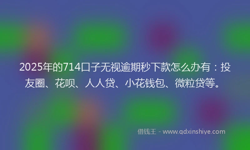 2025年的714口子无视逾期秒下款怎么办有：投友圈、花呗、人人贷、小花钱包、微粒贷等。