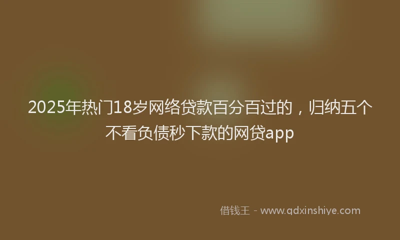 2025年热门18岁网络贷款百分百过的，归纳五个不看负债秒下款的网贷app